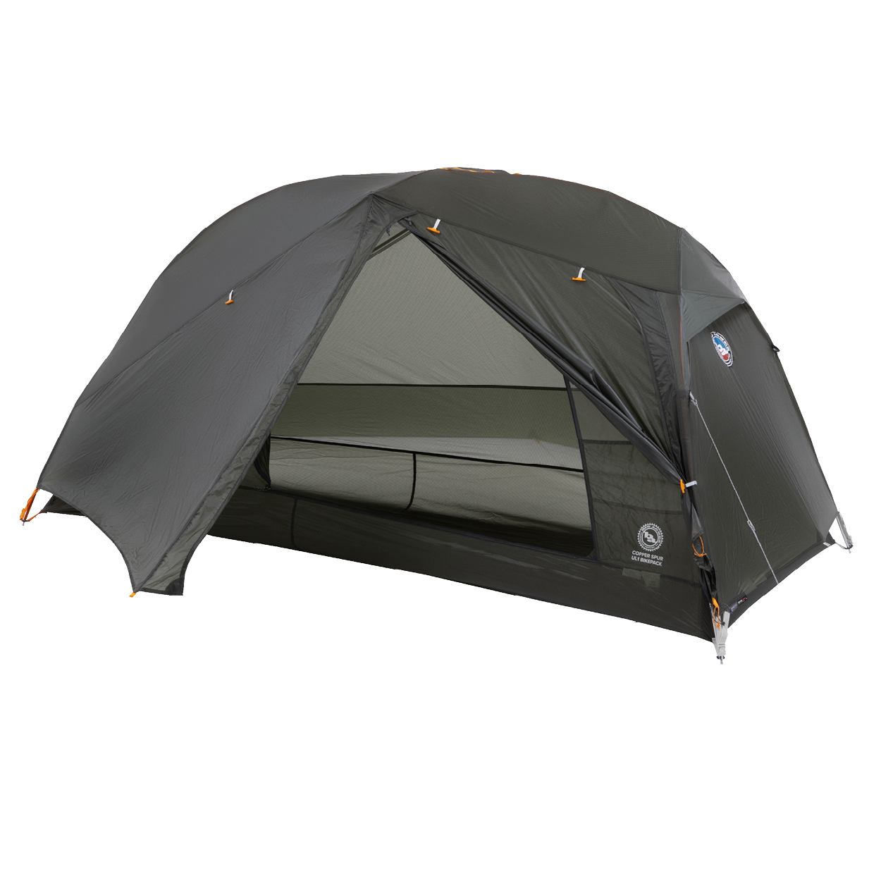 Copper Spur UL1 Bikepack with a rolled-up sleeping pad inside on a white background