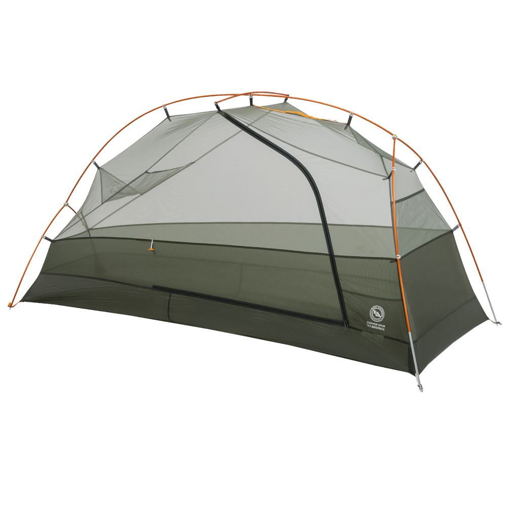 Copper Spur UL1 Bikepack with orange accents on a white background