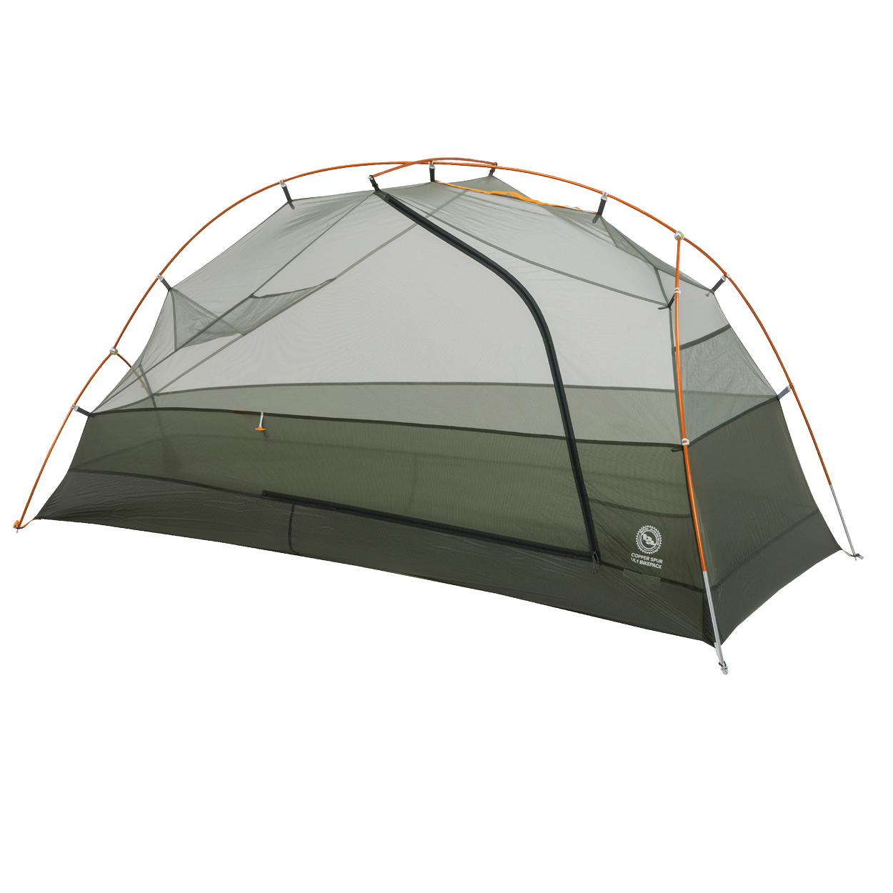 Copper Spur UL1 Bikepack with orange accents on a white background