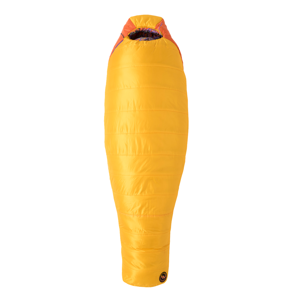 Yellow sleeping bag on a white background